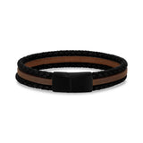 Bracelet en cuir noir et brun à trois rangs - Bracelets en cuir et acier pour hommes - The Steel Shop