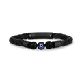 Black Leather Evil Eye Bracelet - Mens Steel Leather Bracelets - The Steel Shop