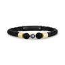 Black Leather Evil Eye Bracelet - Mens Steel Leather Bracelets - The Steel Shop