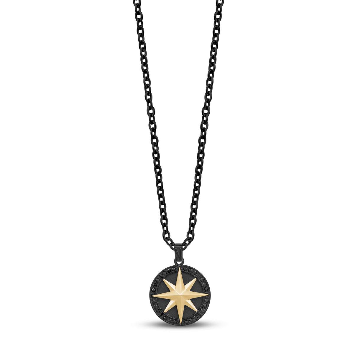 Stone-Set North Star Compass Pendant - Men Pendant - The Steel Shop