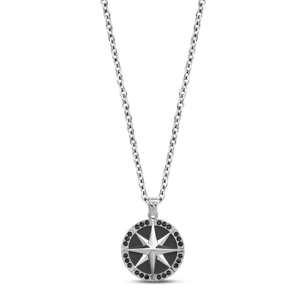 Stone-Set North Star Compass Pendant - Men Pendant - The Steel Shop