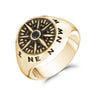 Black Stone Compass Signet Ring - Men Ring - The Steel Shop