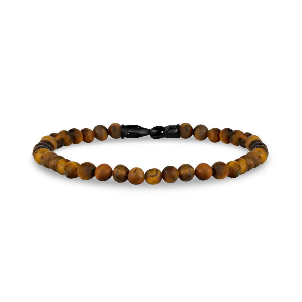 Bracelet de perles brunes mates avec fermoir en acier de 4 mm - Bracelets de perles en acier pour hommes - The Steel Shop