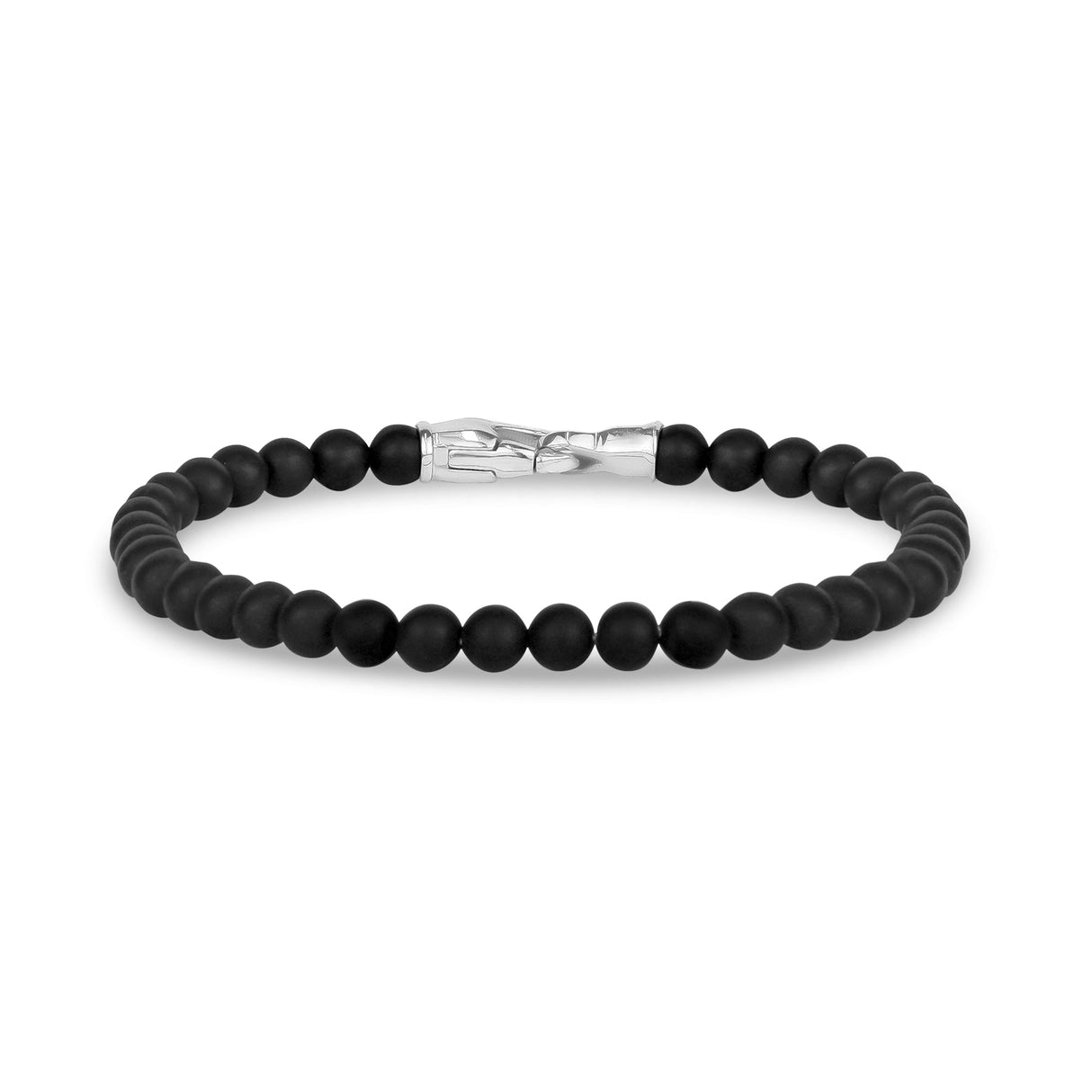 Bracelet de perles noir mat avec fermoir en acier de 4 mm - Bracelets de perles en acier pour hommes - The Steel Shop