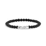 Bracelet de perles noir mat avec fermoir en acier de 4 mm - Bracelets de perles en acier pour hommes - The Steel Shop