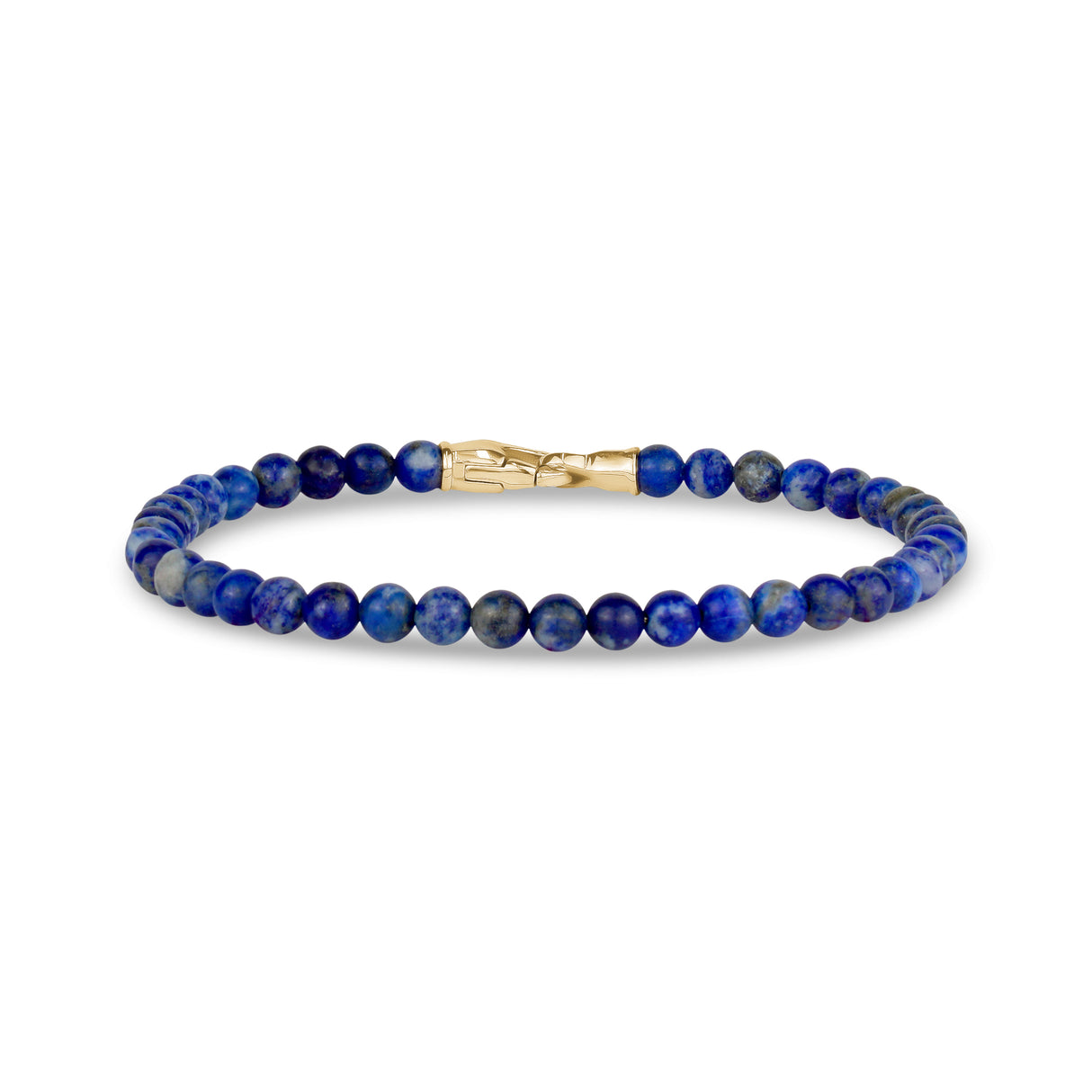 Bracelet de perles de Lapis Lazuli 4mm avec fermoir en or - Bracelets de perles en acier pour hommes - The Steel Shop