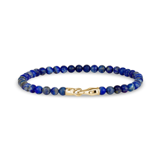 Bracelet de perles de Lapis Lazuli 4mm avec fermoir en or - Bracelets de perles en acier pour hommes - The Steel Shop