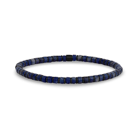 Bracelet de perles bleu et hématite - Bracelets de perles en acier pour hommes - The Steel Shop