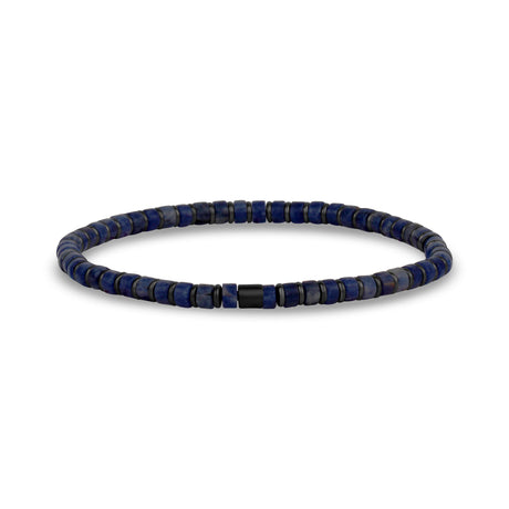 Bracelet de perles bleu et hématite - Bracelets de perles en acier pour hommes - The Steel Shop