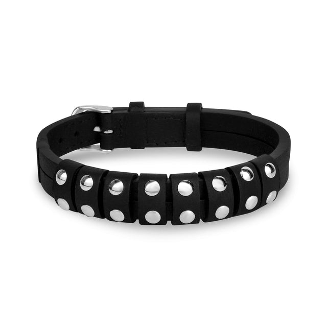 Rockstar Studded Leather Bracelet - Mens Steel Leather Bracelets - The Steel Shop