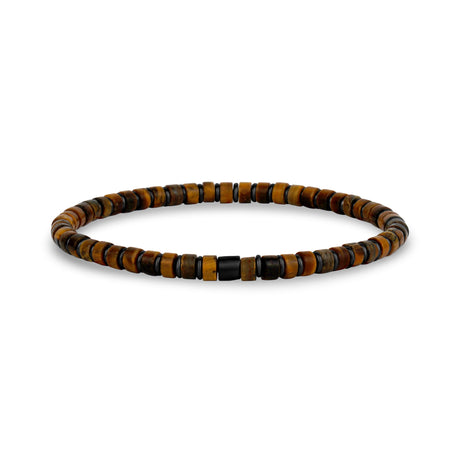 Bracelet de perles marron et hématite - Bracelets de perles en acier pour hommes - The Steel Shop