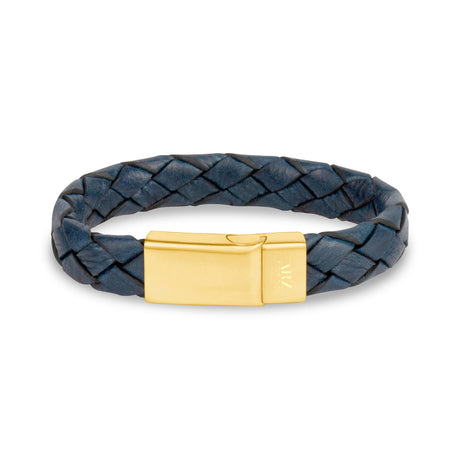Vintage Rustic Blue Leather Bracelet - Mens Steel Leather Bracelets - The Steel Shop