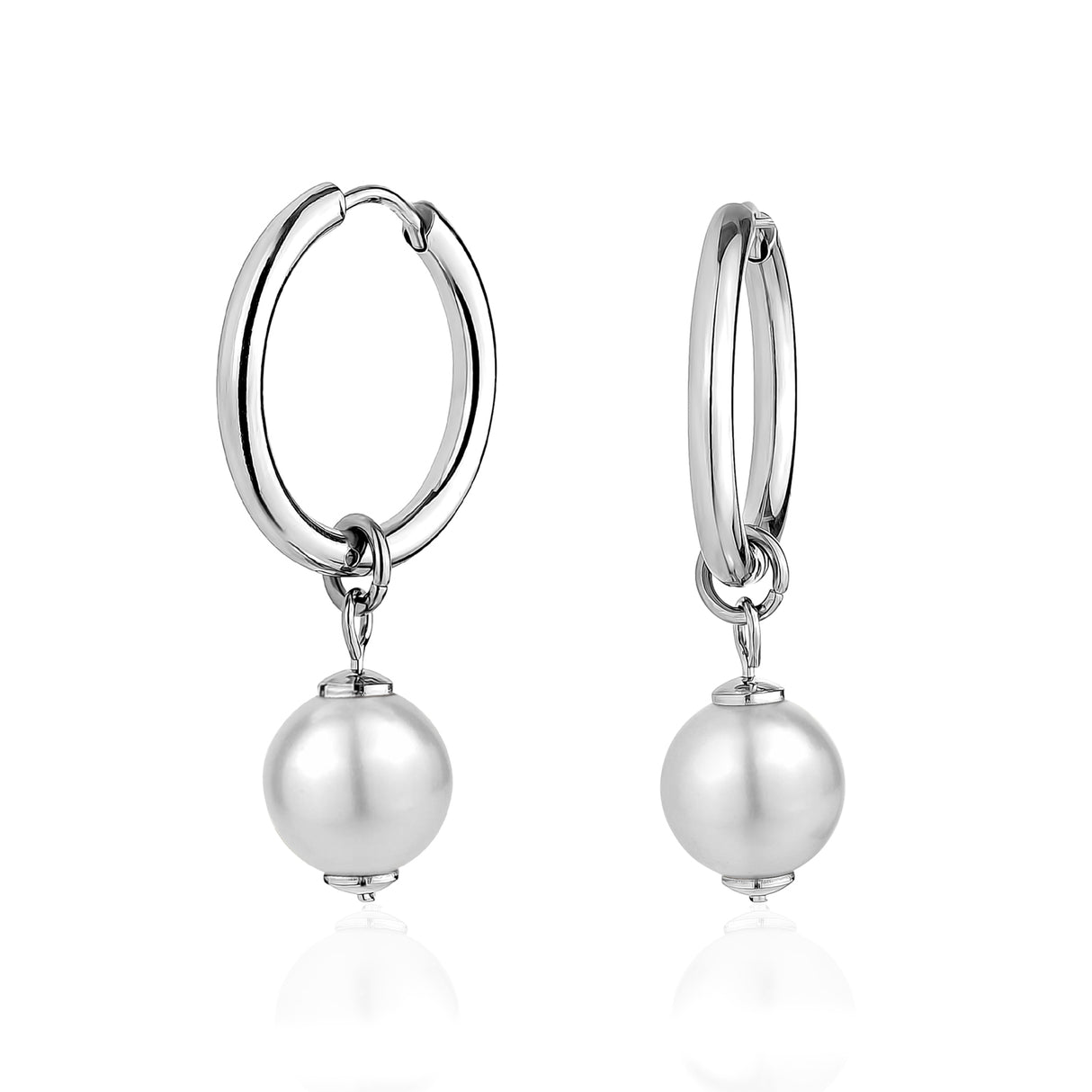 Crystal Pearl Hoop Earrings