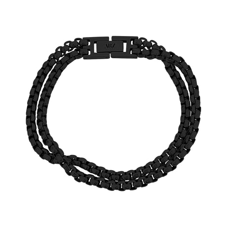 Bracelet noir à double rangée de maillons ronds pour hommes
