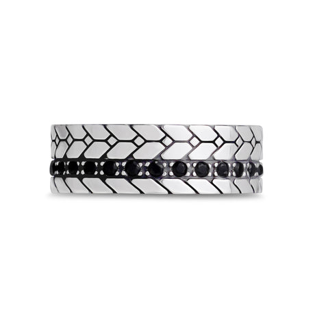 Bracelet détaillé en pierre noire de 7 mm - Bague pour homme - The Steel Shop