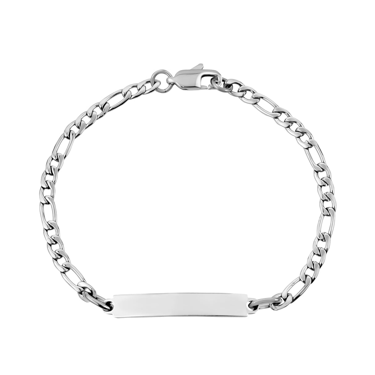 Bracelet d'identité gravable en acier inoxydable 4mm pour femme avec lien Figaro