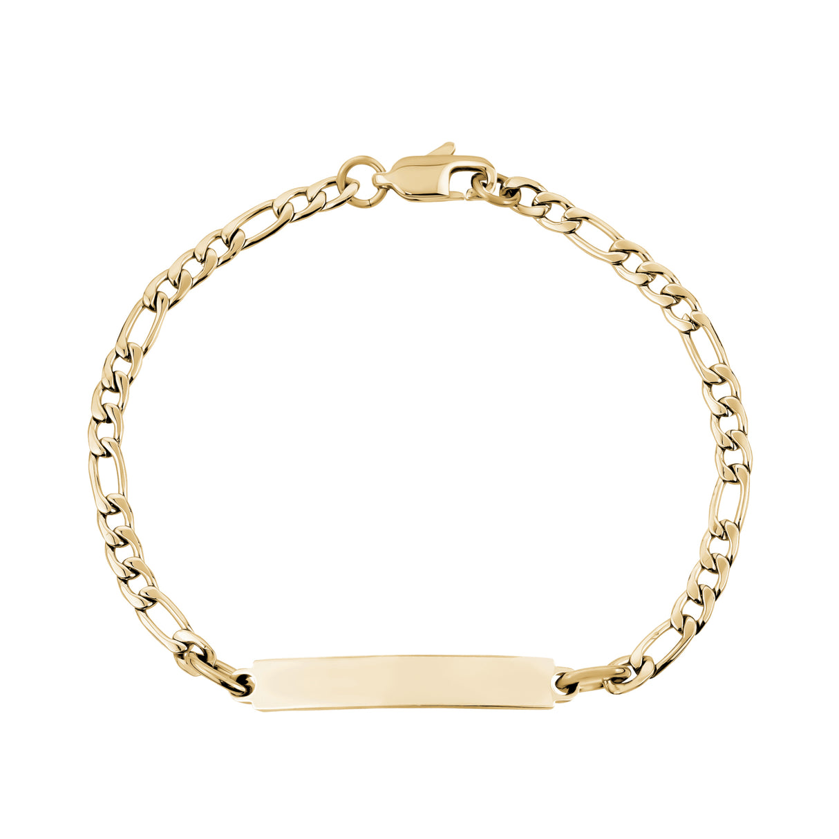 Bracelet d'identification gravable en or de 4 mm pour femmes, avec maillons Figaro