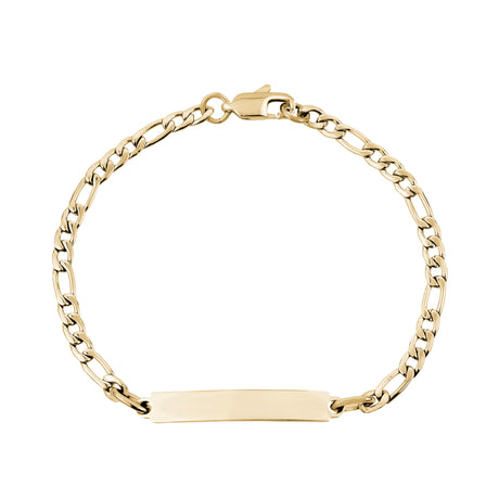 Bracelet d'identification gravable en or de 4 mm pour femmes, avec maillons Figaro