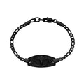 Bracelets médicaux - Bracelet à maillons Figaro noir gravé d'identité médicale