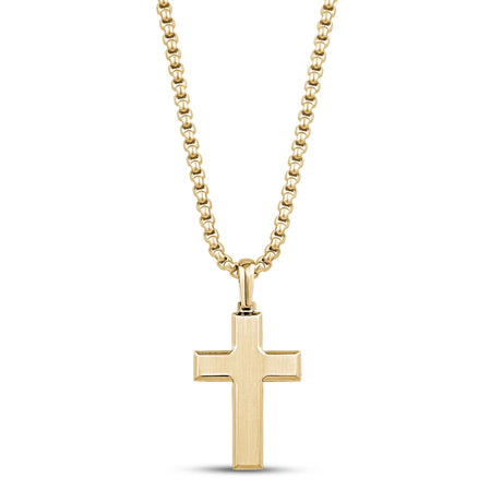 Pendentif pour homme - Pendentif croix gravable en or à bord biseauté