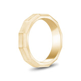 Bague pour homme - Bague à anneau gravable en acier doré mat de 5 mm à facettes