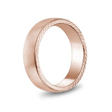 Bague pour homme - Bague à anneau gravable en acier inoxydable or rose plat et mat de 6 mm
