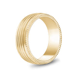 Bague pour homme - Bague à anneau gravable en acier doré mat de 8 mm avec quatre doublures