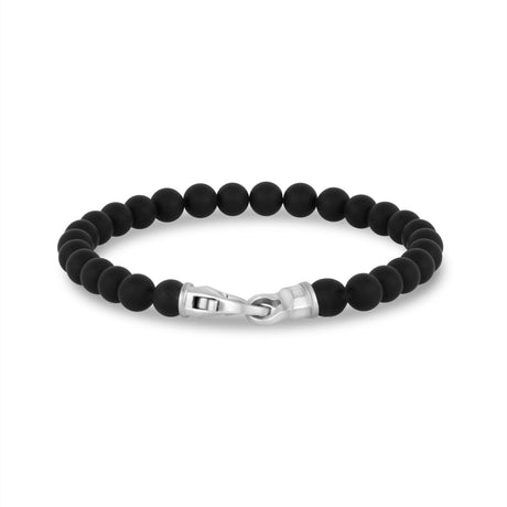 Bracelets de perles d'acier pour hommes - Bracelet de perles à fermoir en acier mat 6mm