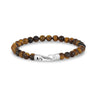 Bracelets de perles d'acier pour hommes - Bracelet de perles d'oeil de tigre de 6 mm avec fermoir en acier mat.