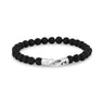 Bracelets de perles d'acier pour hommes - Bracelet de perles de lave noire à fermoir en acier mat 6 mm