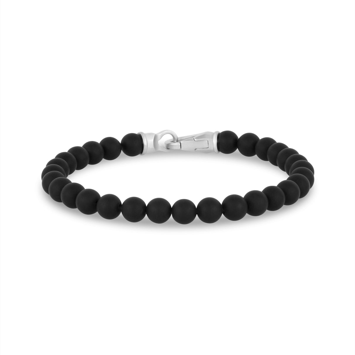 Bracelets de perles d'acier pour hommes - Bracelet de perles à fermoir en acier mat 6mm