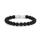 Bracelets de perles d'acier pour hommes - Bracelet de perles à fermoir en acier mat de 8 mm