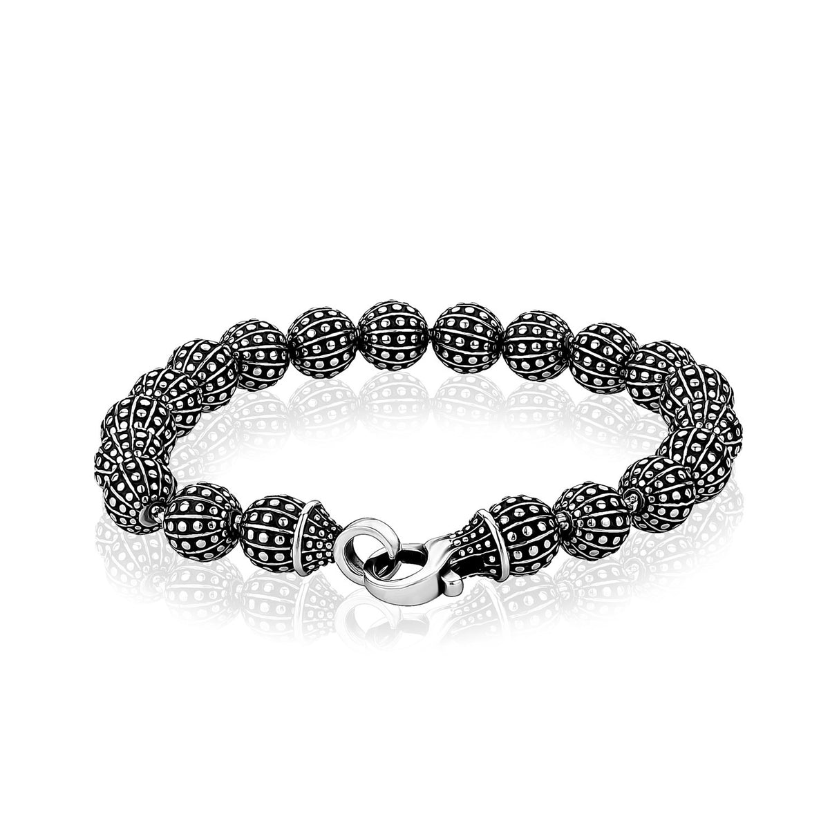 Bracelet de perles de 8 mm - Bracelets de perles en acier pour hommes - The Steel Shop