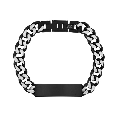 Bracelets acier pour homme - Bracelet acier bicolore 11mm noir à maillons cubains gravables