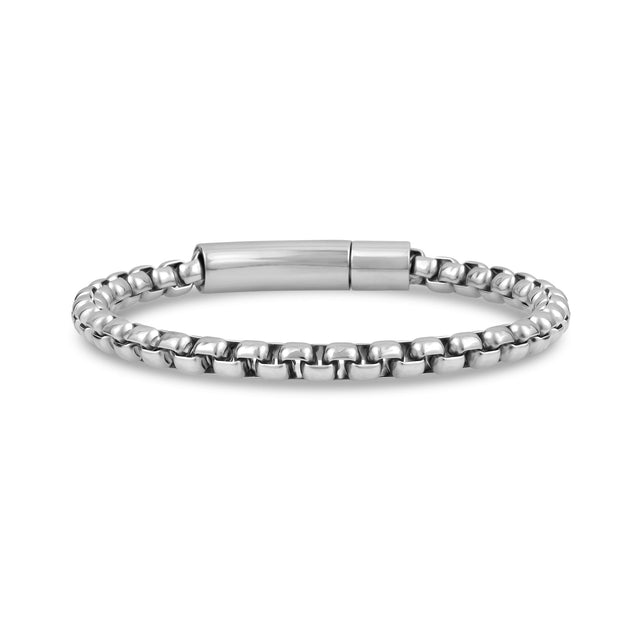 Bracelets en acier pour hommes - Bracelet en acier inoxydable à maillons ronds de 5 mm de diamètre