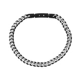 Bracelets en Acier pour Hommes - Bracelet fin à maillons cubains en acier bicolore noir de 5 mm de long.