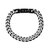 Bracelets en Acier pour Hommes - Bracelet à maillons cubains en acier bicolore noir de 8 mm de long.