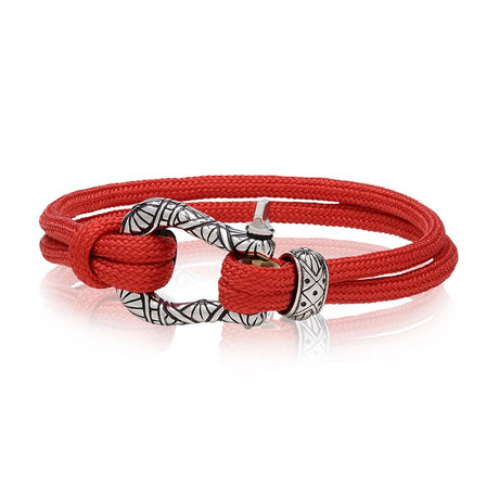 Bracelets en Acier pour Hommes - Bracelet en corde de bateau rouge avec fermoir en U