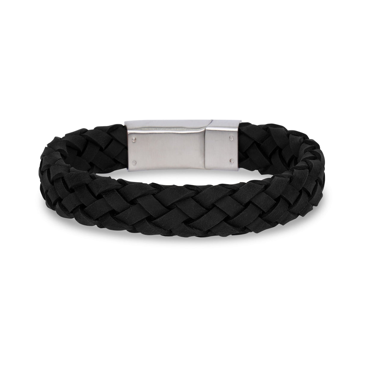 Bracelets d'acier pour hommes - Bracelet d'acier gravable en cuir noir 12 mm