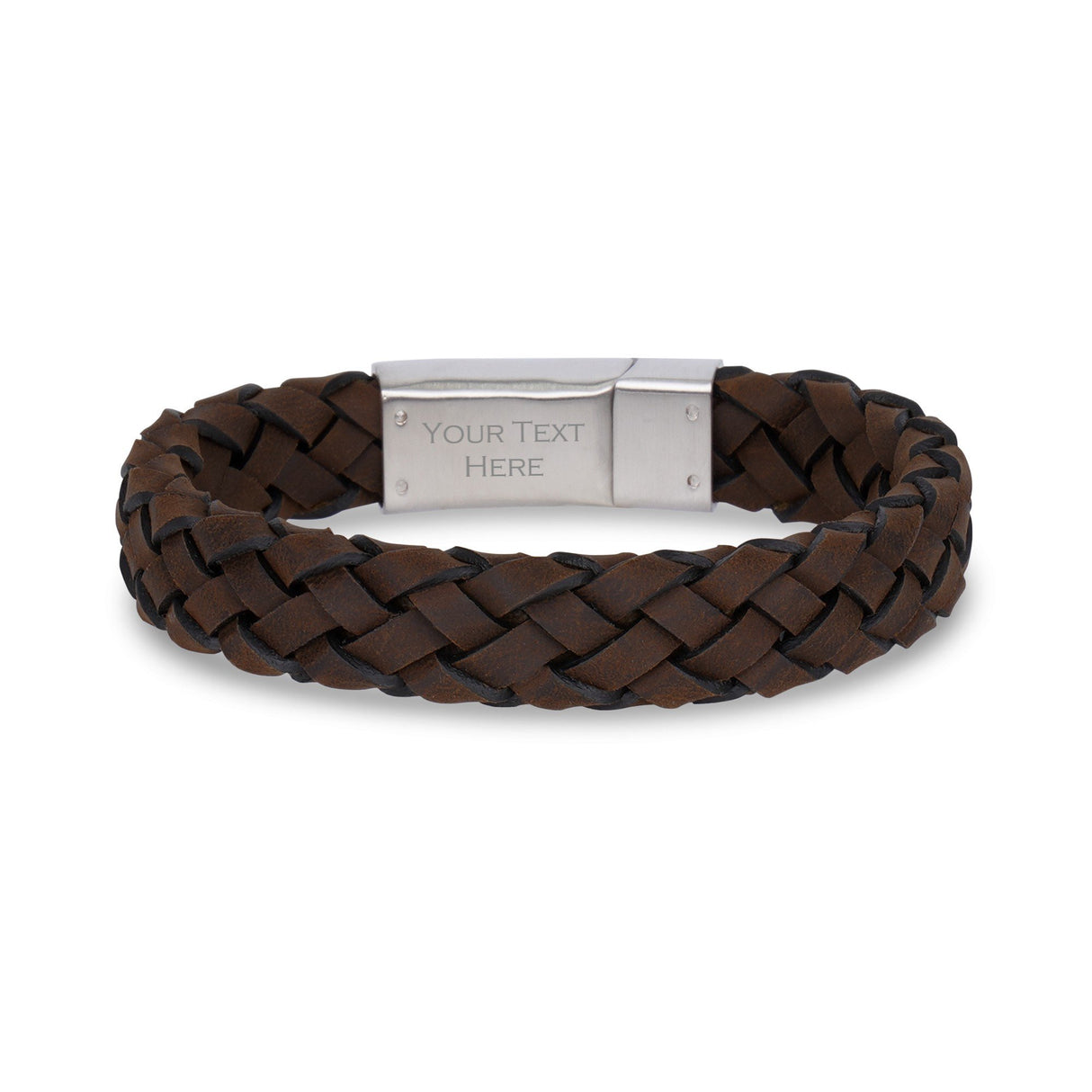 Bracelets en cuir pour hommes - Bracelet en cuir brun de 12 mm gravé à l'intérieur