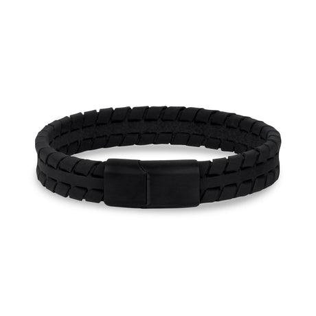 Bracelets en cuir d'acier pour hommes - Bracelet en cuir mat de 12 mm avec trace de pneu gravable