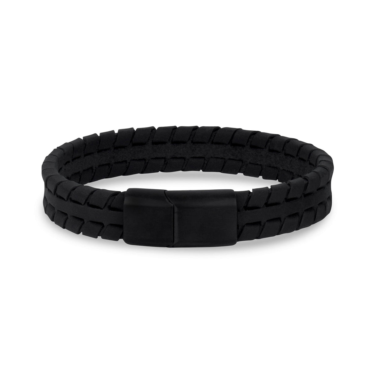 Bracelets en cuir d'acier pour hommes - Bracelet en cuir mat de 12 mm avec trace de pneu gravable