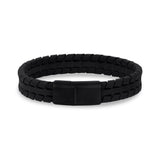 Bracelets en cuir d'acier pour hommes - Bracelet en cuir mat de 12 mm avec trace de pneu gravable