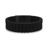 Bracelets en cuir pour hommes - Bracelet en cuir noir gravé 19 mm avec traceur de pneu