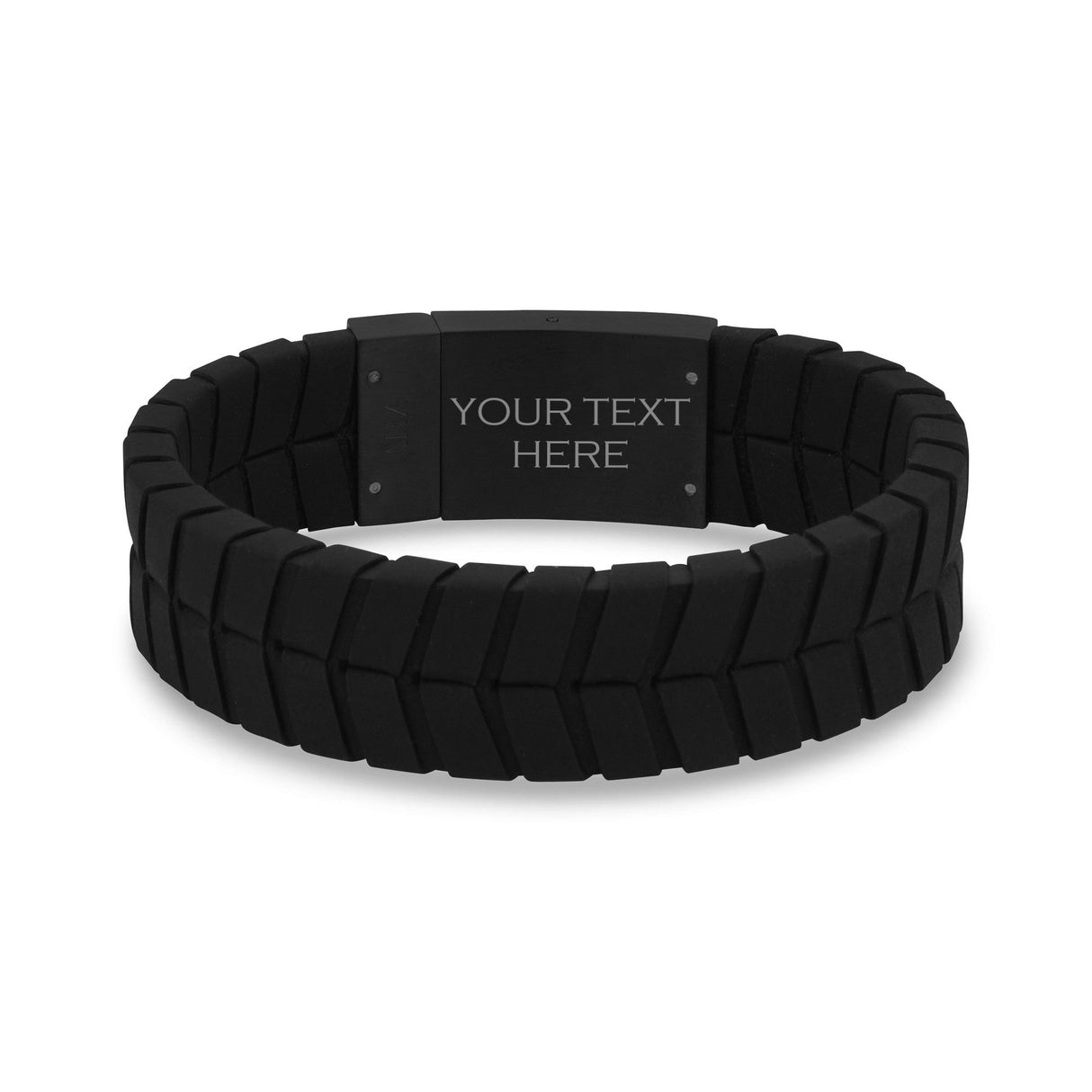 Bracelets en cuir pour hommes - Bracelet en cuir noir gravé 19 mm avec traceur de pneu