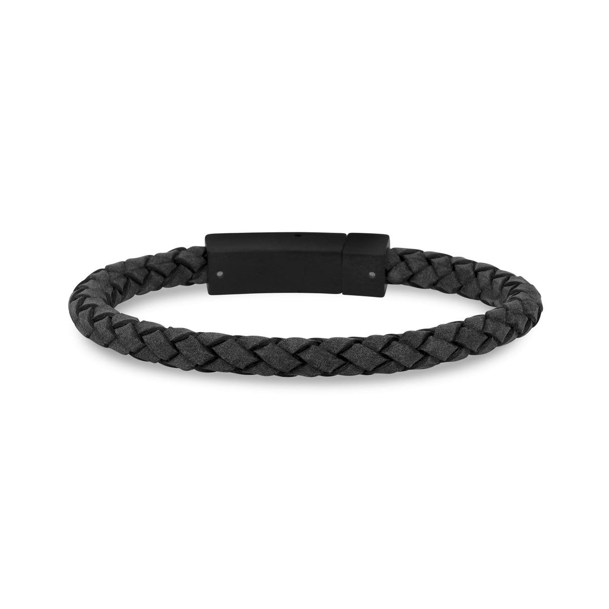 Bracelets en cuir d'acier pour hommes - Bracelet gravable en cuir gris de 6mm