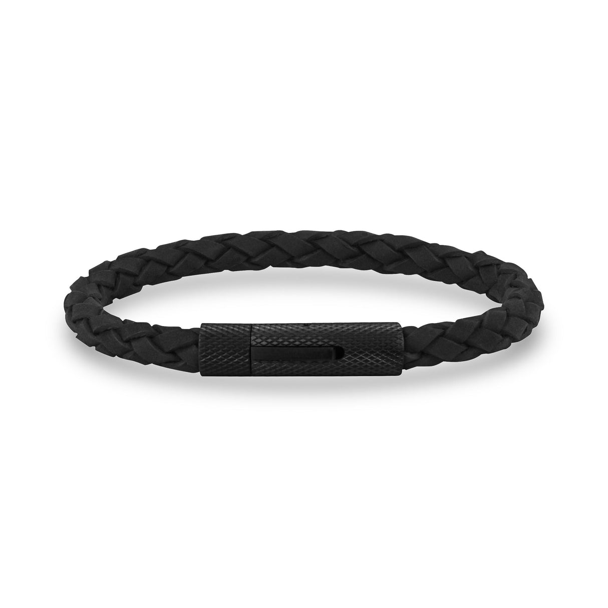 Bracelets en cuir d'acier pour hommes - Bracelet en cuir noir 6mm