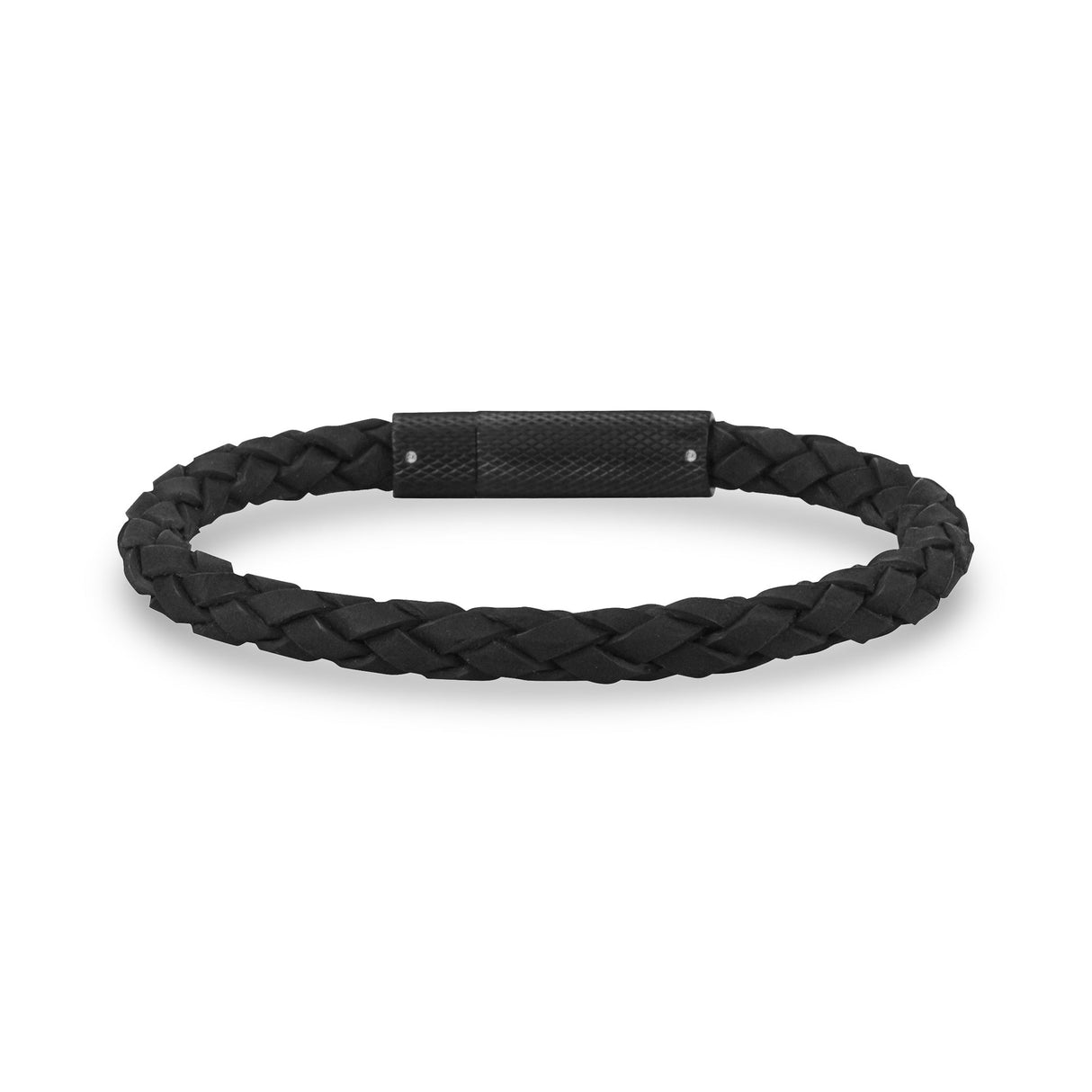Bracelets en cuir d'acier pour hommes - Bracelet en cuir noir 6mm