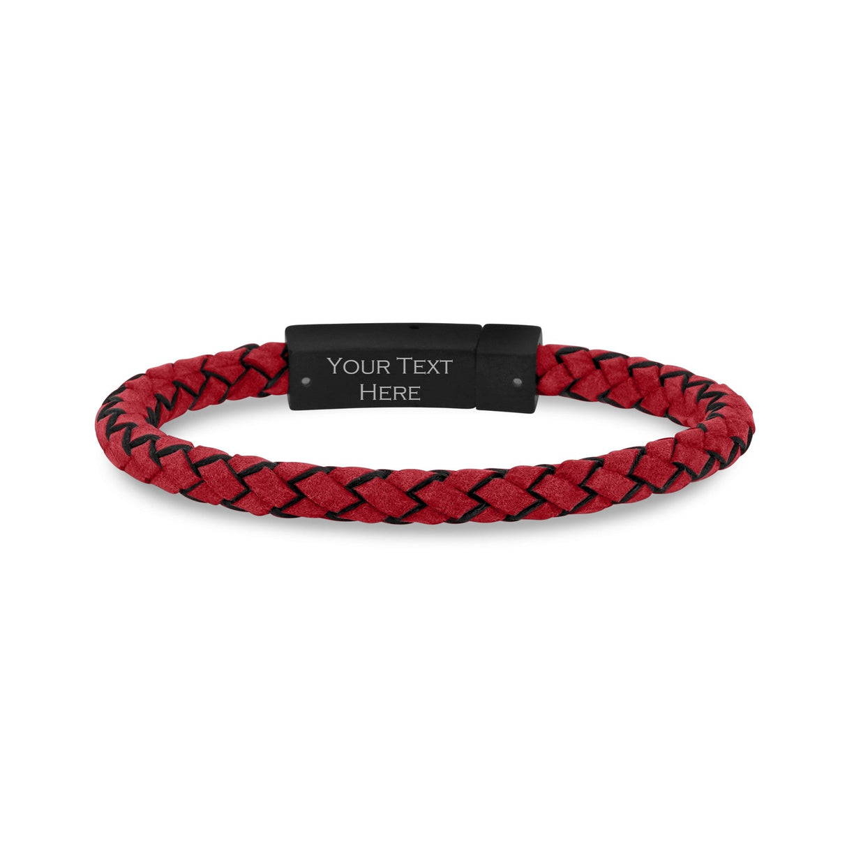 Bracelets en cuir d'acier pour hommes - Bracelet en cuir rouge gravé de 6mm