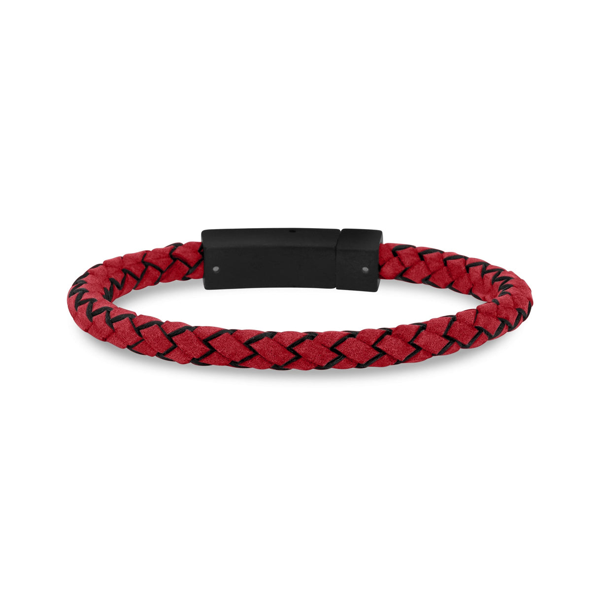 Bracelets en cuir d'acier pour hommes - Bracelet gravé en cuir rouge 6 mm